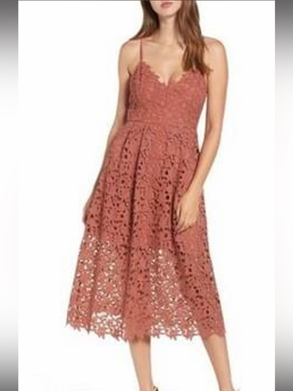 ASTR The Label Lace A-Line Midi Dress Pink Mauve Size Small